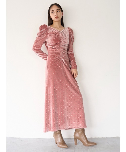 SNIDEL（スナイデル）の「ベロア刺繍ワンピース（ワンピース）」 - WEAR