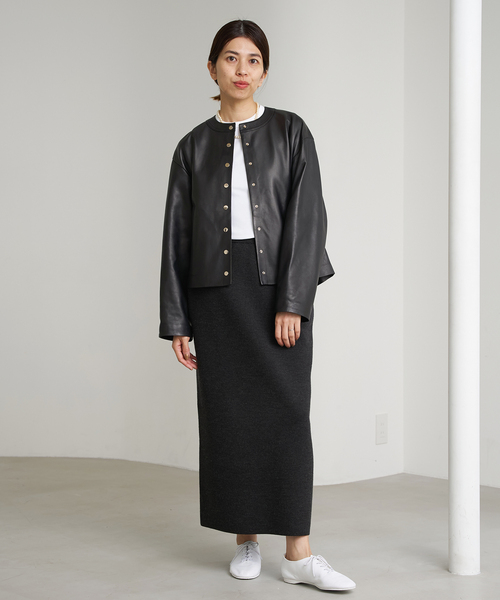 IENA（イエナ）の「シープクルーネックブルゾン（ライダースジャケット