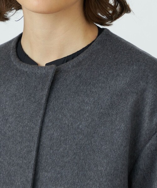ウェービーカシミヤ ノーカラーコート（ノーカラーコート