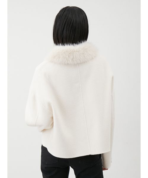 セール】2wayファーカラーリバーショートコート（チェスターコート