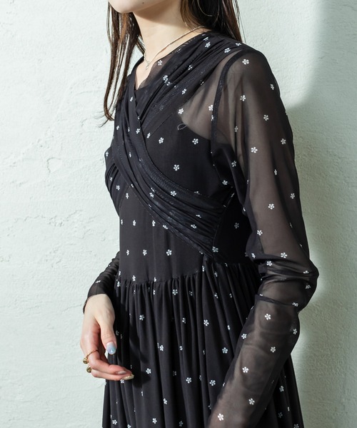 mystic（ミスティック）の「花柄プリントクロスワンピース（ワンピース