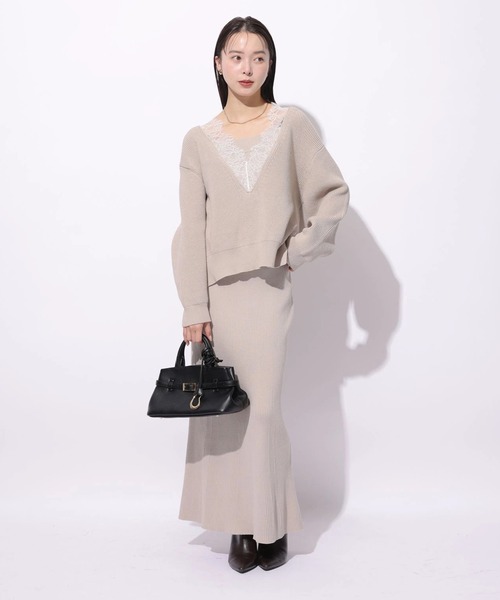 Vネックレースプルオーバー（ニット/セーター）｜Mystrada（マイ