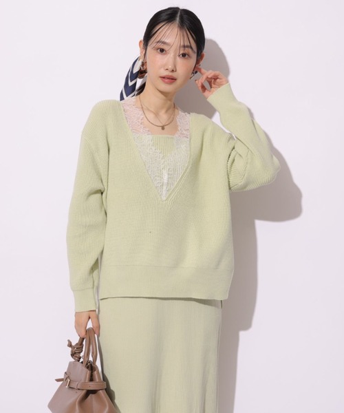 Vネックレースプルオーバー（ニット/セーター）｜Mystrada（マイ