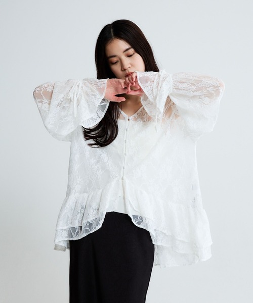 Wフリルヘムレースブラウス/605842（シャツ/ブラウス）｜JEANASIS
