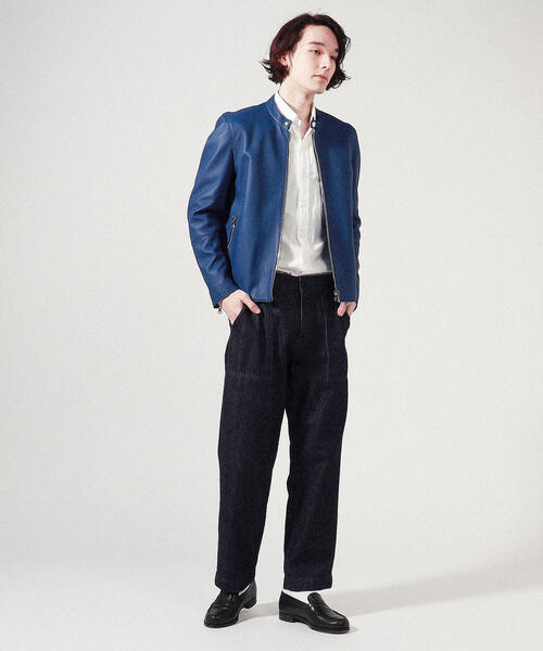 セール】【別注】DENIM×TOMORROWLAND ラムレザー シングルライダース