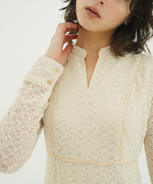 セール】PIPING LINE LACE ONE PIECE（ワンピース）｜CLANE（クラネ