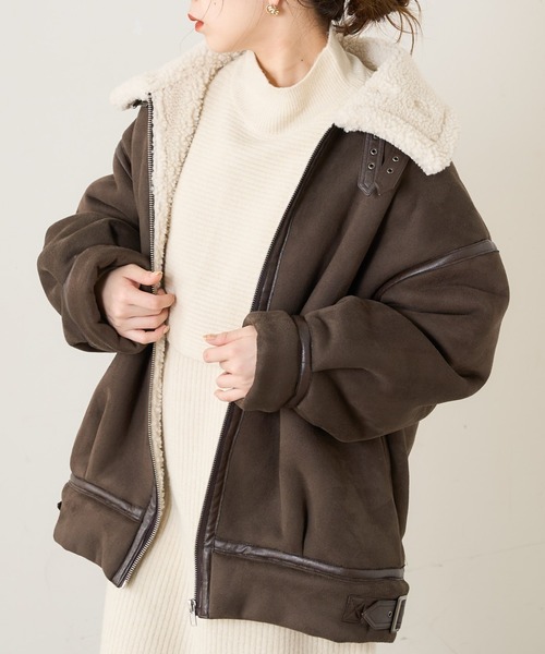 Chico（チコ）の「【Web限定】ムートン風フライトボアジャケット