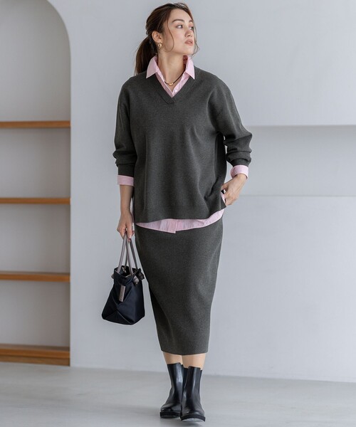 セール】【Lサイズ限定/洗える】ヴィスコースストレッチ Vネック