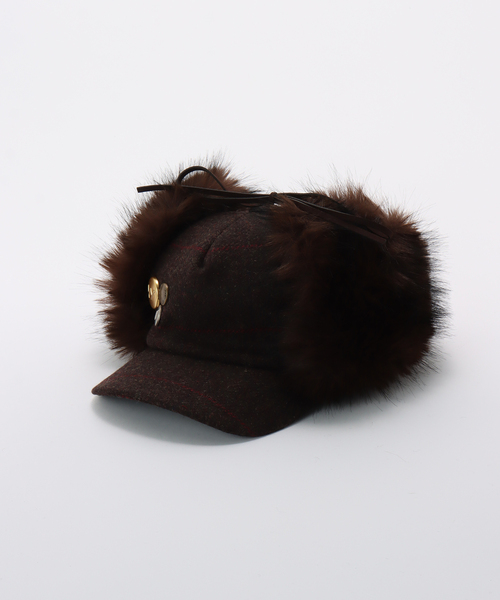 セール】【OPEN YY / オープンワイワイ】 Woven FAUX FUR EARFLAP CAP