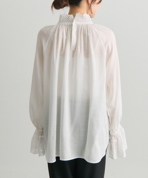セール】襟袖レースプチハイネックブラウス（シャツ/ブラウス）｜PUAL