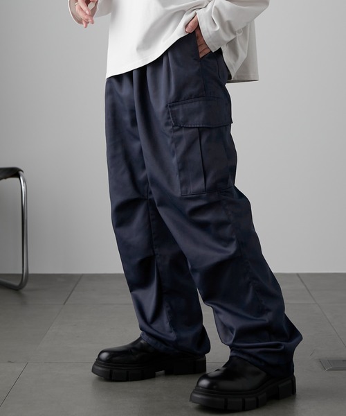 タックワイドストレートミリタリーカーゴパンツ MONO-MART│MONO-MART
