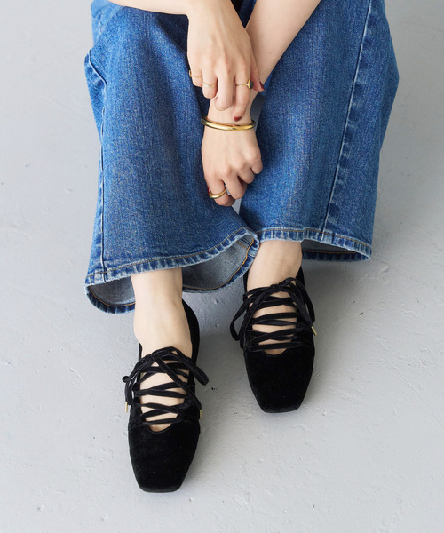 セール】《追加》3cmスクエアレースアップパンプス（パンプス）｜LE