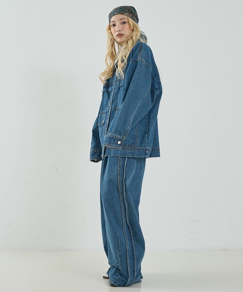 セール】【セットアップ対応】オーバーサイズ デニム ジャケット