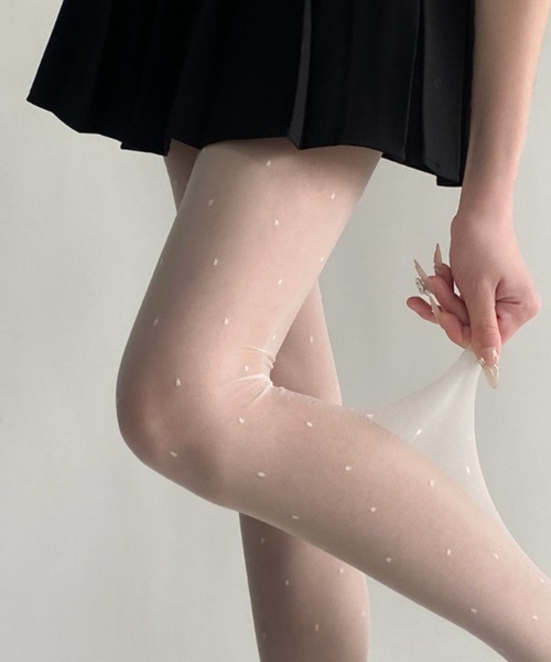 即日発送 NODRESS ブルー ホワイト リボン タイツ 2024新発売 NODRESS