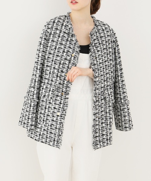 IENA（イエナ）の「Marin Tweed ジャケット.S（ノーカラージャケット