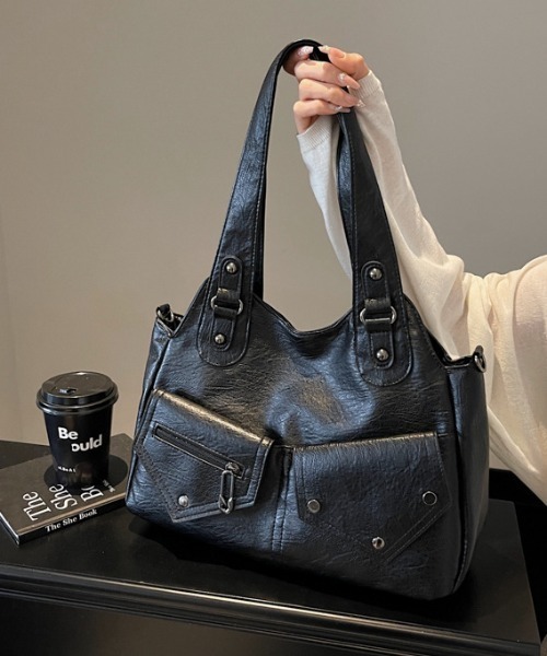 セール】ヴィンテージライク フェイクレザー トートバッグ 韓国