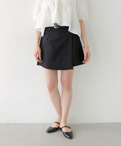 CLEIO】ベルト付きスカート風キュロットパンツ BELTED SKIRT-STYLE