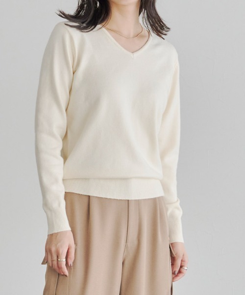 セール】ネックが選べるプレミアムカシミヤタッチニット（ニット