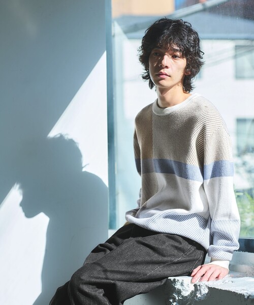 セール】カラー ブロック ジャカード クルーネック ニット（ニット