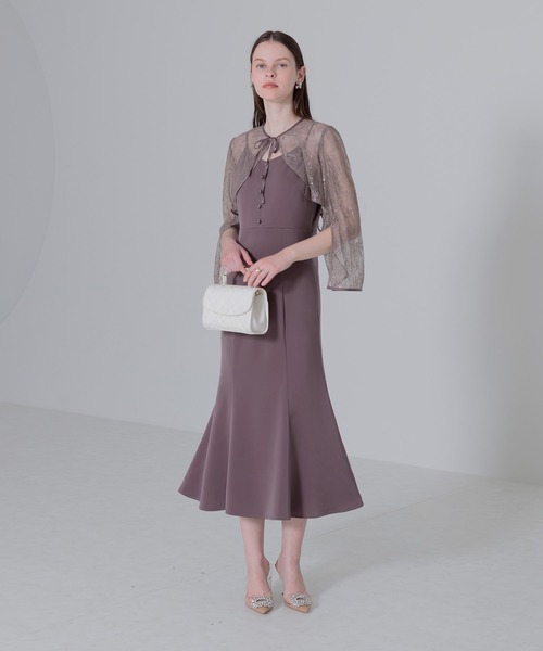 Leja（レジャ）の「【LEJA】ケープ風レーススパンコール刺繍ボレロ