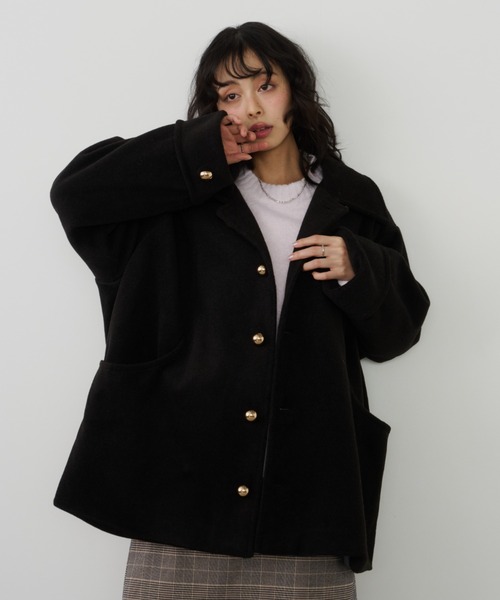 セール】金釦ミドルコート（ステンカラーコート）｜Unitage