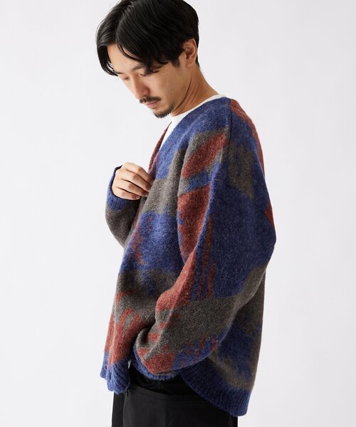 セール】モヘア混 スプラッシュ ジャガードニットカーディガン