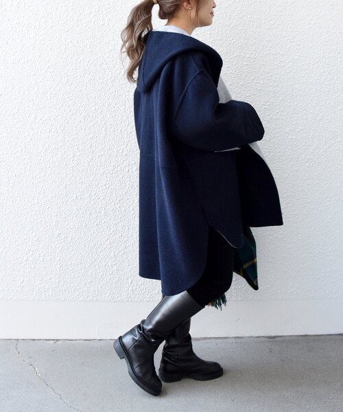 WEB限定】SHIPS any: リバー フーデット ミディ コート2（その他