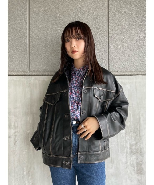 MOUSSY（マウジー）の「AGED LEATHER ジャケット（ライダース