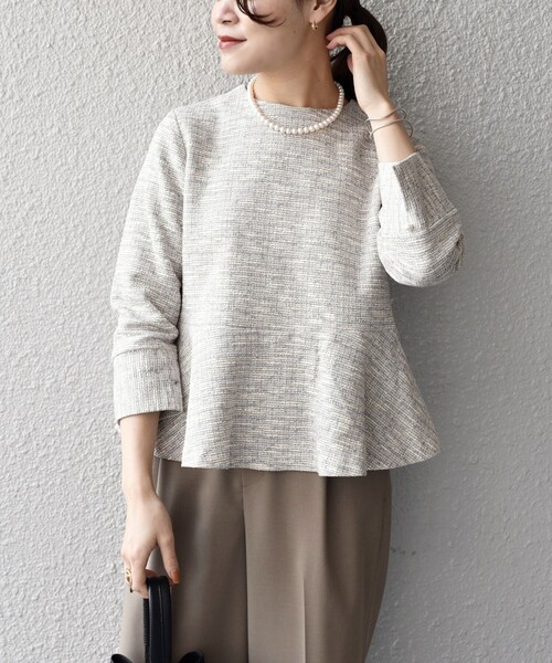 SHIPS（シップス）の「*〈手洗い可能〉ツイードペプラムプルオーバー