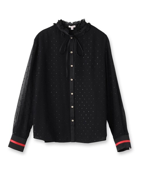 セール】【otonaMUSE11月号掲載/洗える】フィルムドットフリルネック