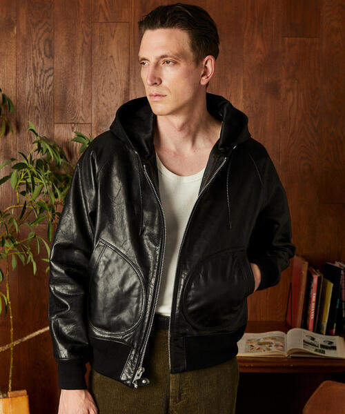 Schott/ショット/LEATHER HOODED JACKET/レザー フードジャケット