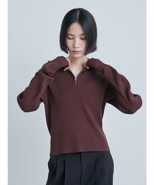 セール】ウェーブスリーブハーフジップニット（ニット/セーター
