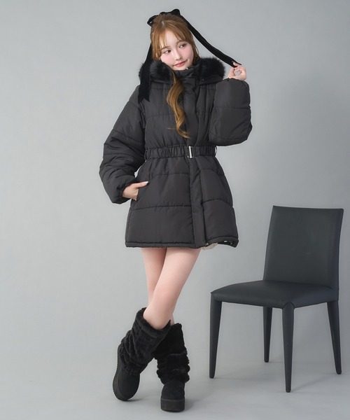 セール】フード付きミドルフェイクダウンコート（その他アウター