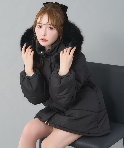 セール】フード付きミドルフェイクダウンコート（その他アウター