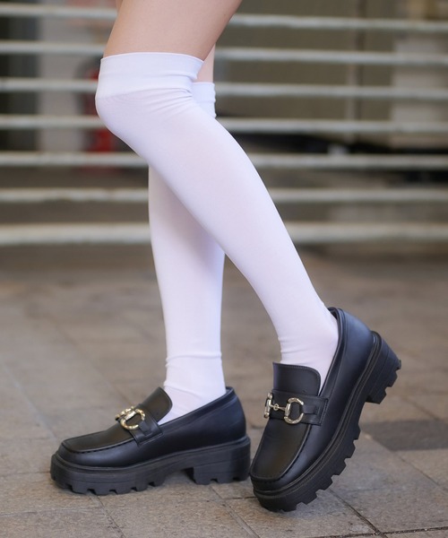 サラサラ生地で履き心地抜群♪ナイロン ニーハイソックス/膝上ロング