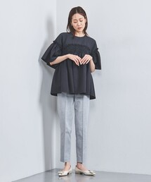 エアリージャカード シャーリング フレアスリーブ ブラウスを使った