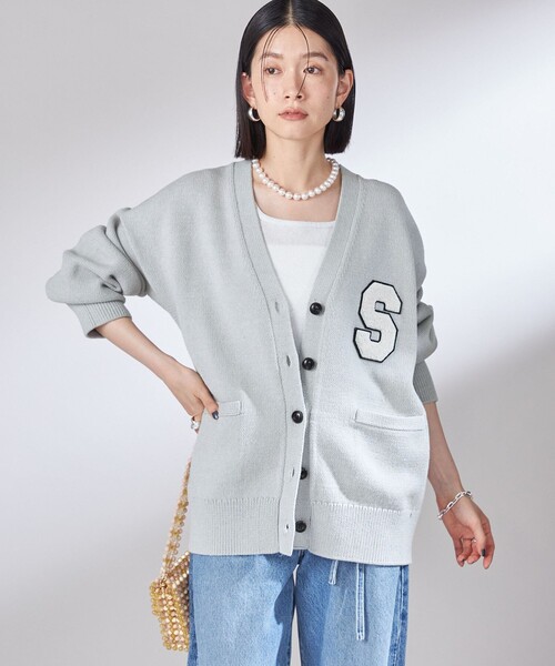 セール】〈手洗い可能〉サガラ ワッペン レタード カーディガン