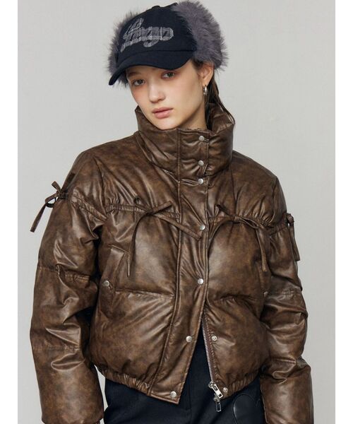 セール】リボンパッファーダウンブルゾン（ダウンジャケット/コート