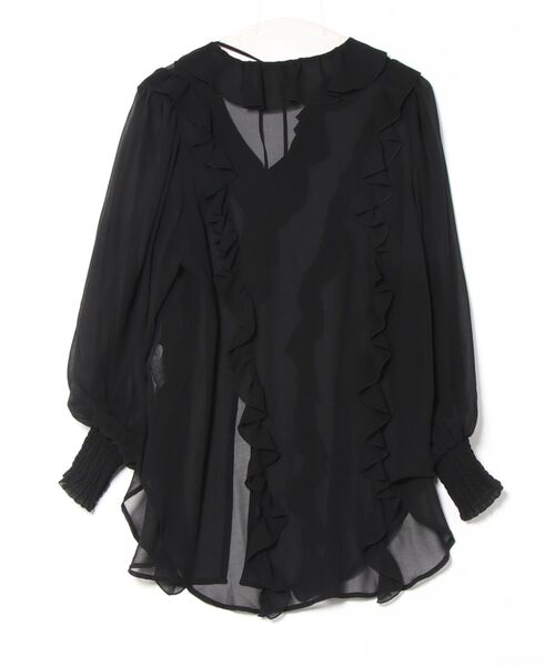 Ameri（アメリ）の「RUFFLE FRILL CHIFFON BLOUSE（シャツ/ブラウス