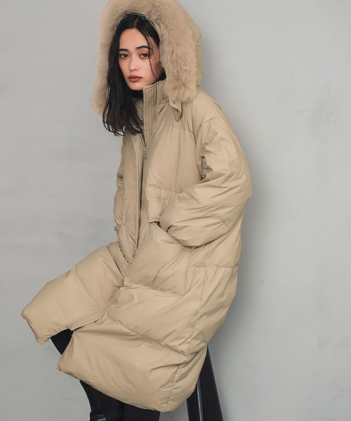 セール】ロングダウンコート ファー フード付き（ダウンジャケット