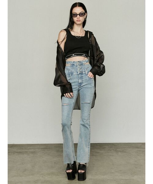 EMODA（エモダ）の「サイドオープンハイウエストフレアパギンス