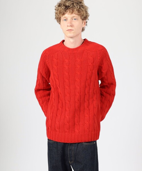INVERALLAN ウールケーブル クルーネックプルオーバーニット（ニット