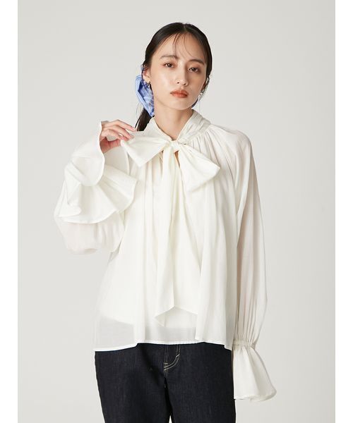 2wayシアーボウタイブラウス／ウォッシャブル（シャツ/ブラウス