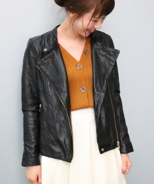 Noble（ノーブル）の「ソフトラムレザーライダースブルゾン