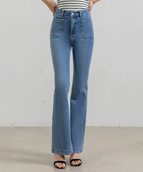 大きいサイズ有/伸縮性有】シュッと美脚！ブーツカット風 きれいめ