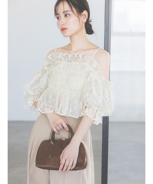 SNIDEL（スナイデル）の「Sustainableギャザーオフショルブラウス