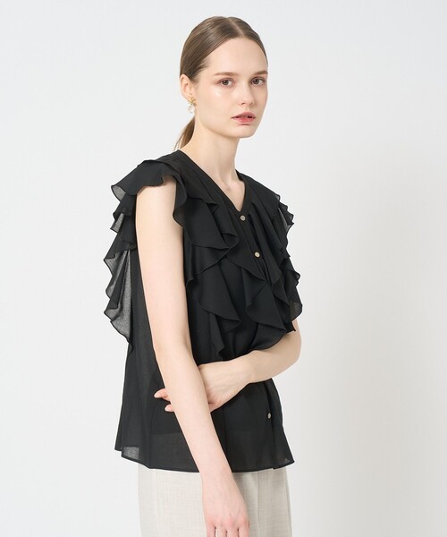 セール】ボイルフリルVネックブラウス（シャツ/ブラウス）｜ANAYI