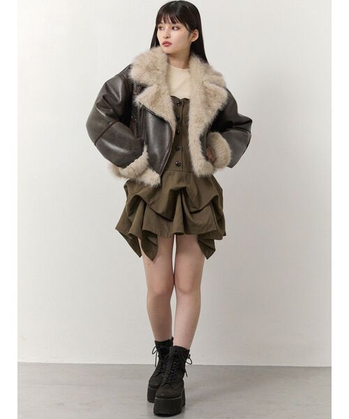 セール】アンイーブンショートフェイクムートンジャケット（ムートン