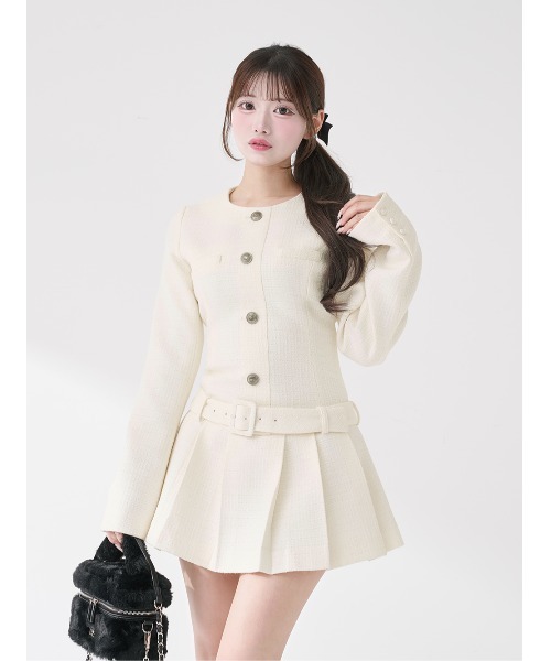 Darich（ダーリッチ）の「ボックスプリーツツイードミニワンピース