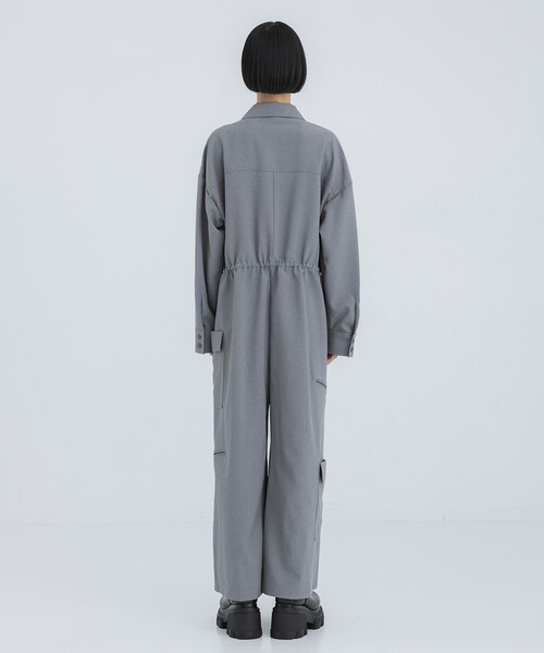 MECRE/メクル】ウエストドロストオールインワン（つなぎ